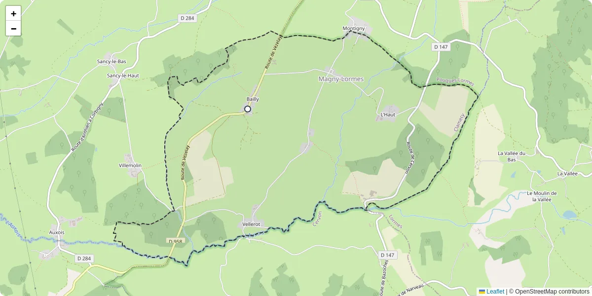 Carte du réseau de transport en commun à Magny-Lormes - lignes de bus et arrêts
