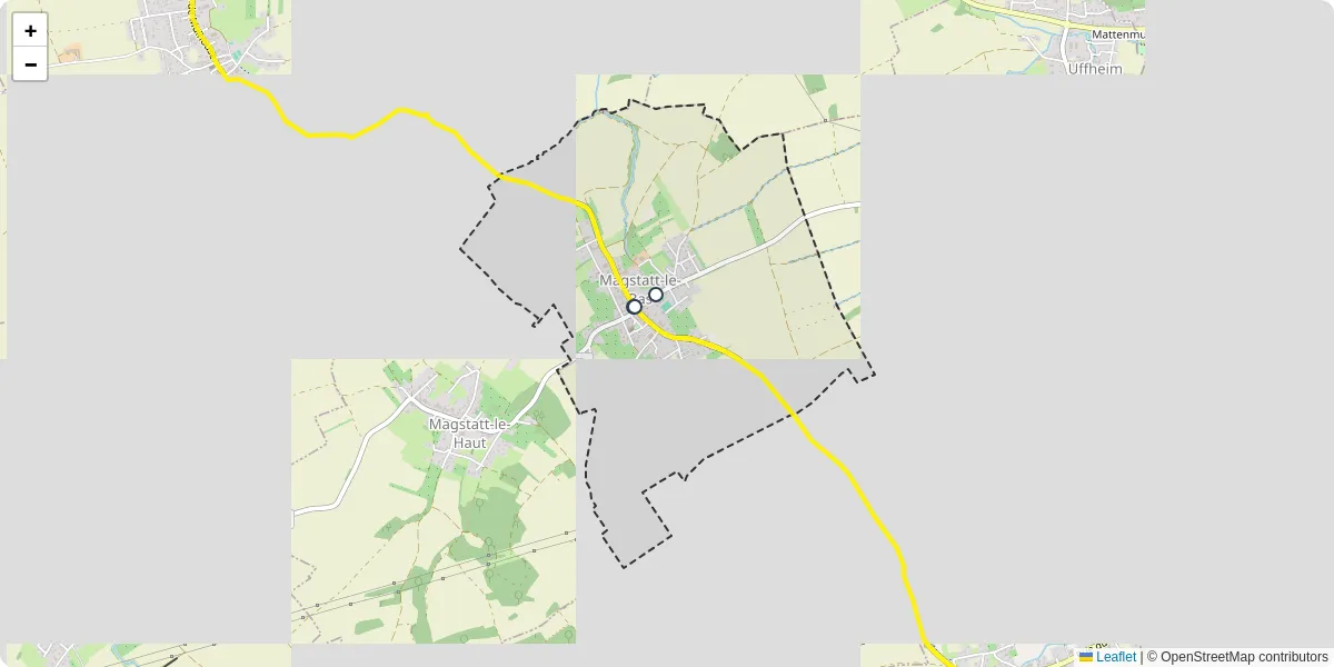 Carte du réseau de transport en commun à Magstatt-le-Bas - lignes de bus et arrêts