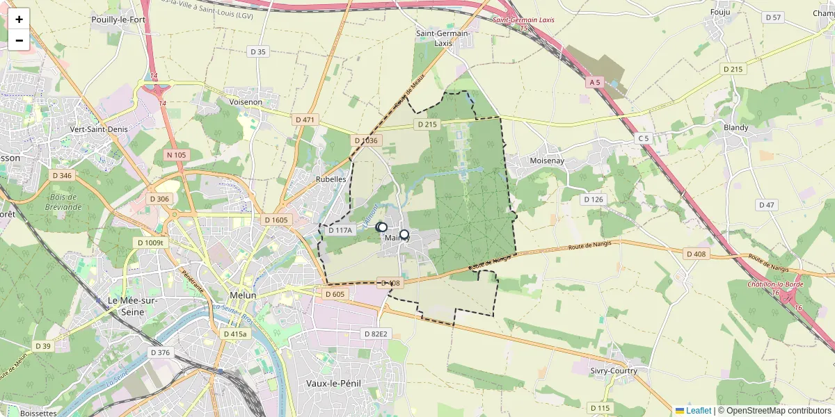 Carte du réseau de transport en commun à Maincy - lignes de bus et arrêts