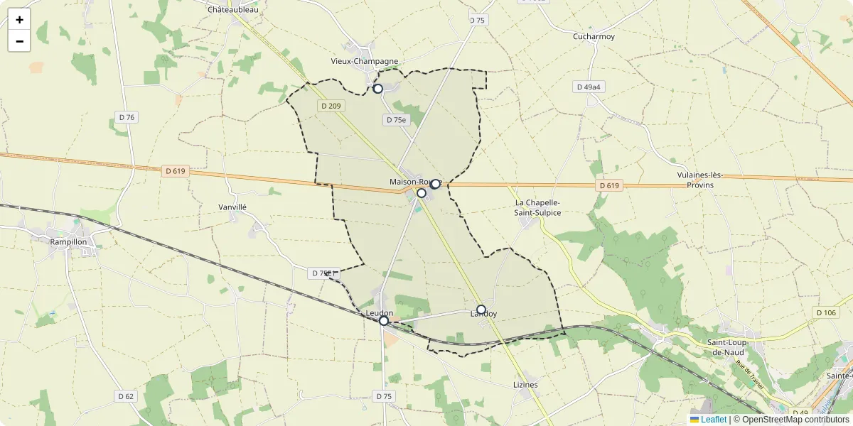 Carte du réseau de transport en commun à Maison-Rouge - lignes de bus et arrêts