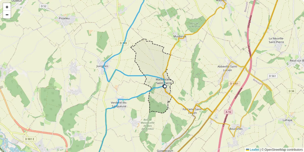 Carte du réseau de transport en commun à Maisoncelle-Saint-Pierre - lignes de bus et arrêts