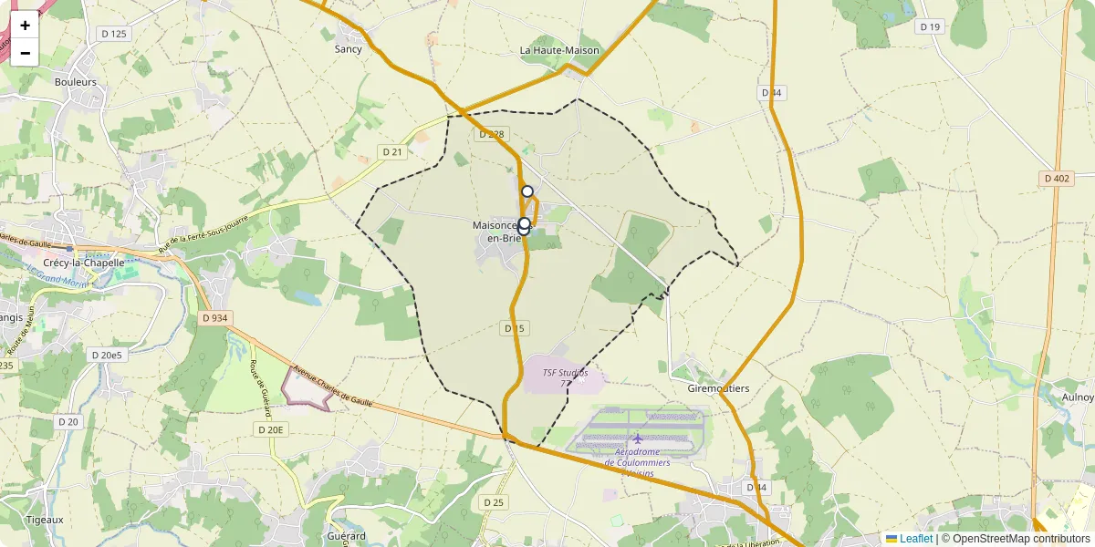 Carte du réseau de transport en commun à Maisoncelles-en-Brie - lignes de bus et arrêts