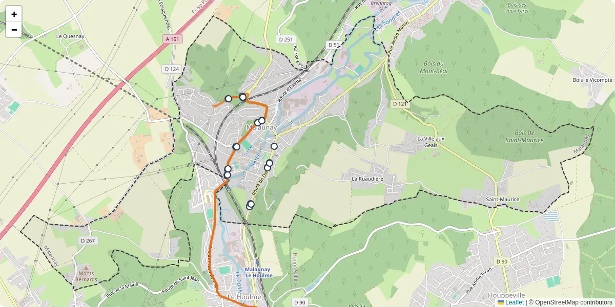 Carte du réseau de transport en commun à Malaunay - lignes de bus et arrêts