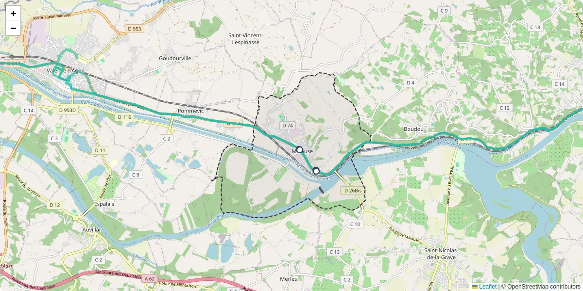 Carte du réseau de transport en commun à Malause - lignes de bus et arrêts
