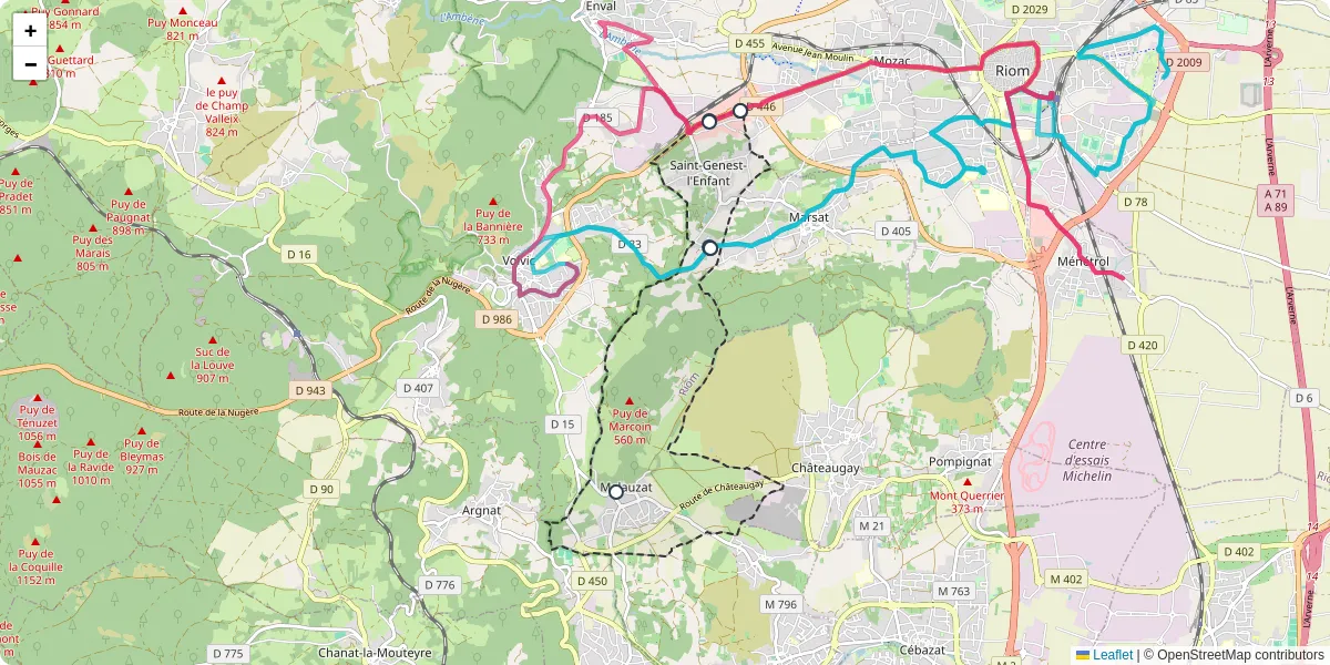 Carte du réseau de transport en commun à Malauzat - lignes de bus et arrêts