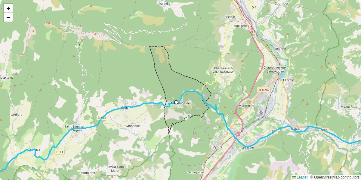 Carte du réseau de transport en commun à Mallefougasse-Augès - lignes de bus et arrêts