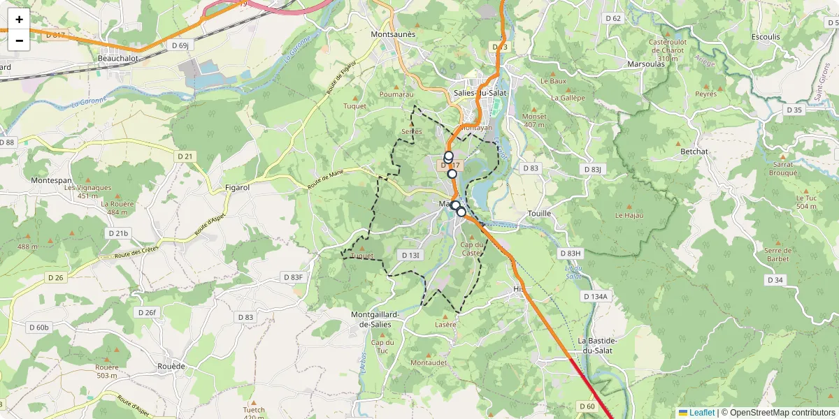 Carte du réseau de transport en commun à Mane - lignes de bus et arrêts