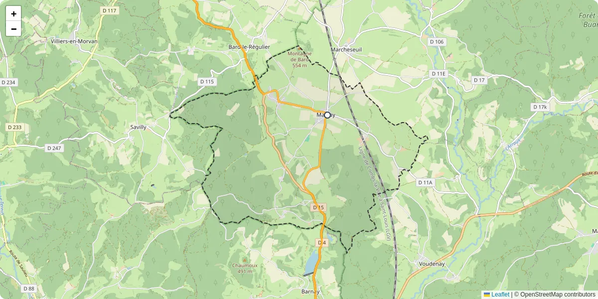 Carte du réseau de transport en commun à Manlay - lignes de bus et arrêts