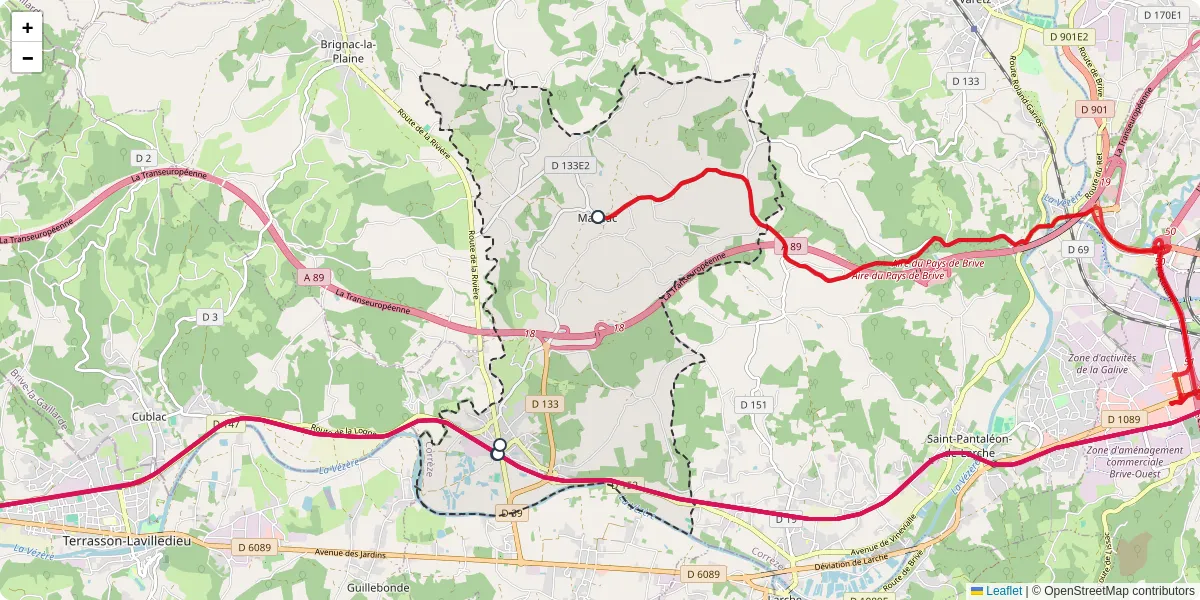 Carte du réseau de transport en commun à Mansac - lignes de bus et arrêts