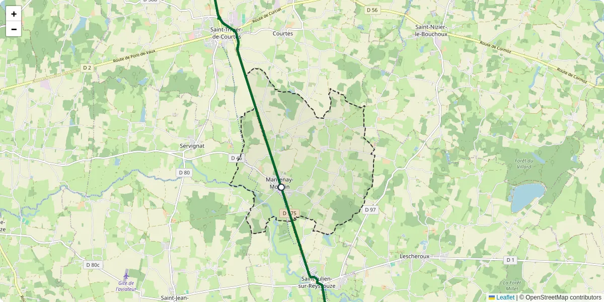 Carte du réseau de transport en commun à Mantenay-Montlin - lignes de bus et arrêts