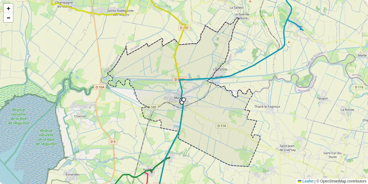 Carte du réseau de transport en commun à Marans - lignes de bus et arrêts