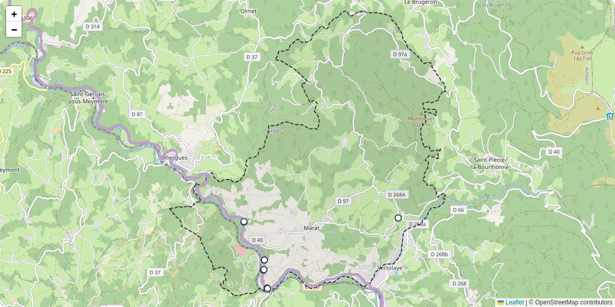 Carte du réseau de transport en commun à Marat - lignes de bus et arrêts