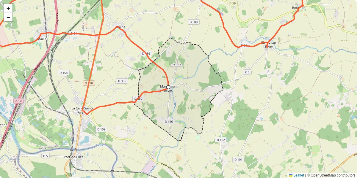 Carte du réseau de transport en commun à Marcé-sur-Esves - lignes de bus et arrêts