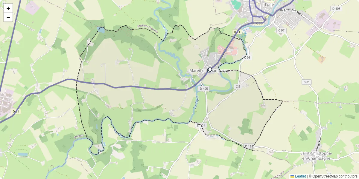 Carte du réseau de transport en commun à Mareil-en-Champagne - lignes de bus et arrêts