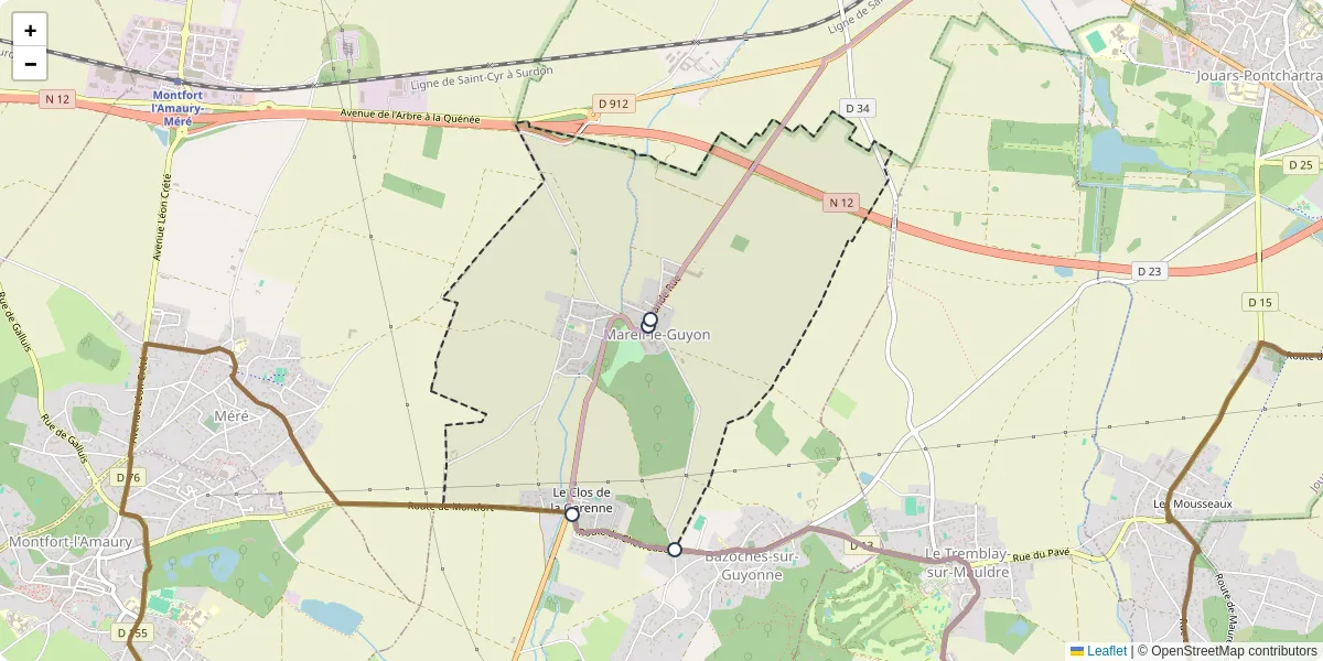 Carte du réseau de transport en commun à Mareil-le-Guyon - lignes de bus et arrêts