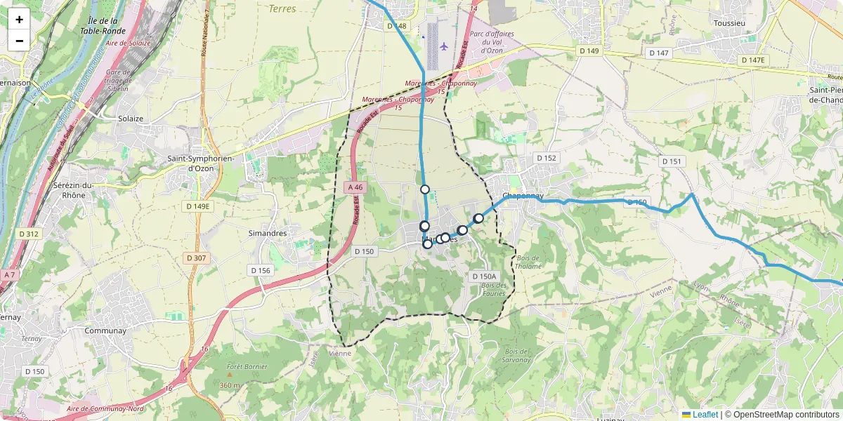 Carte du réseau de transport en commun à Marennes - lignes de bus et arrêts