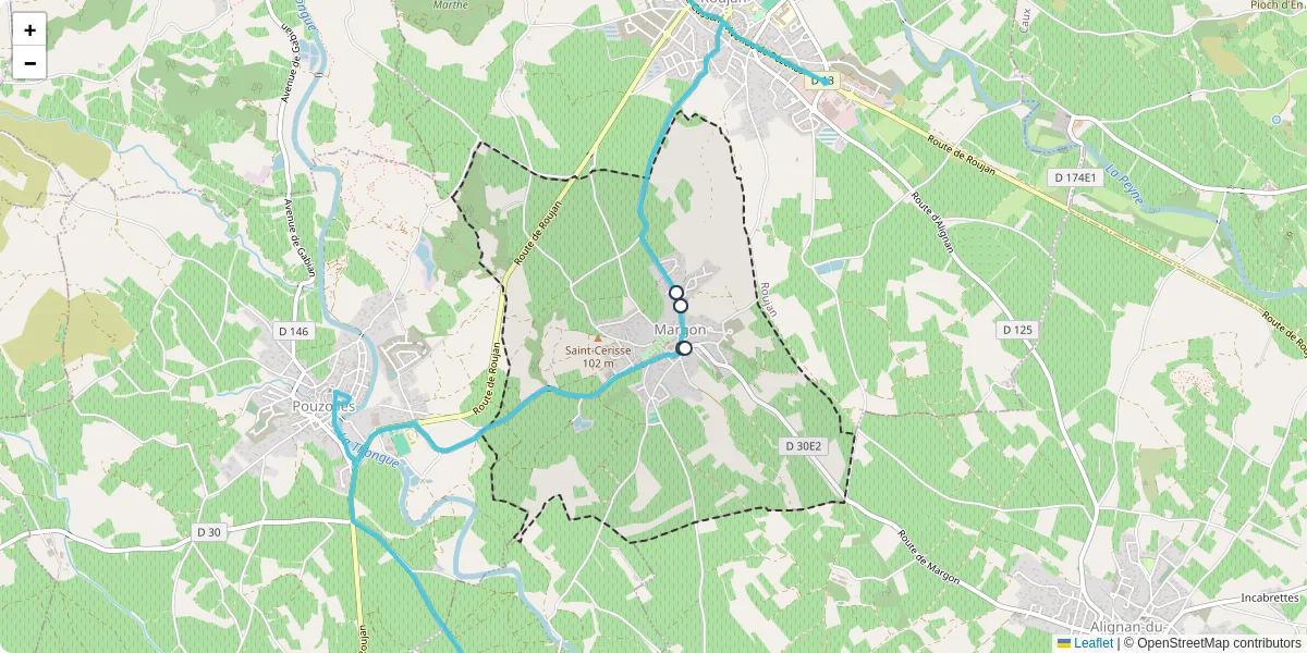 Carte du réseau de transport en commun à Margon - lignes de bus et arrêts
