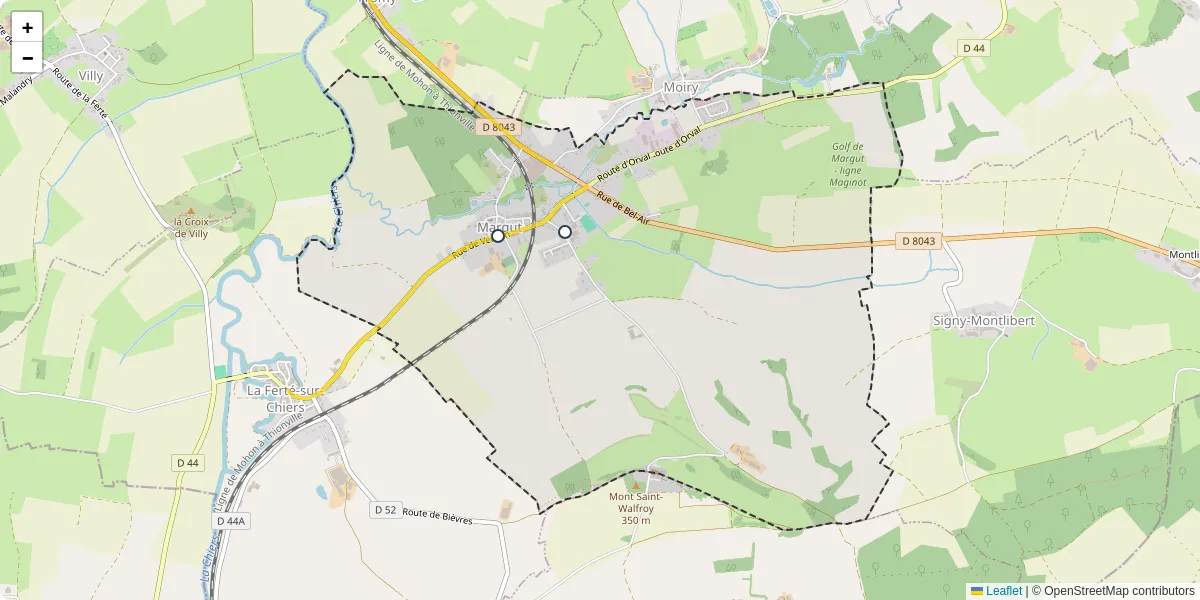 Carte du réseau de transport en commun à Margut - lignes de bus et arrêts