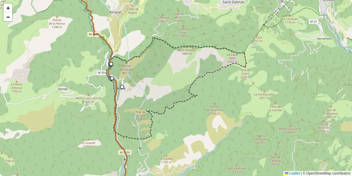 Carte du réseau de transport en commun à Marie - lignes de bus et arrêts