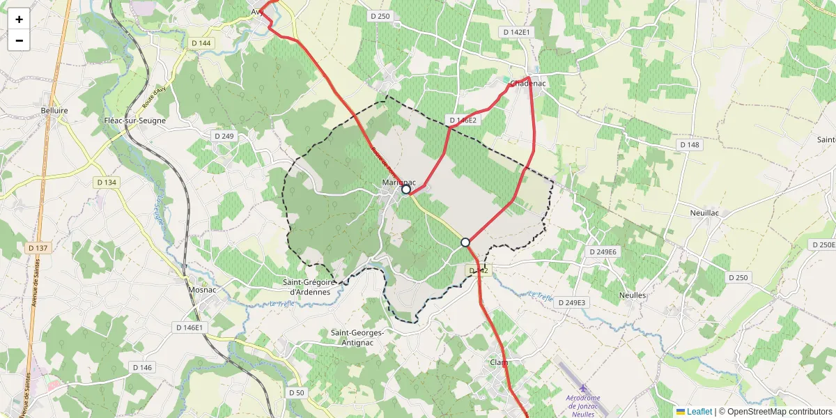 Carte du réseau de transport en commun à Marignac - lignes de bus et arrêts