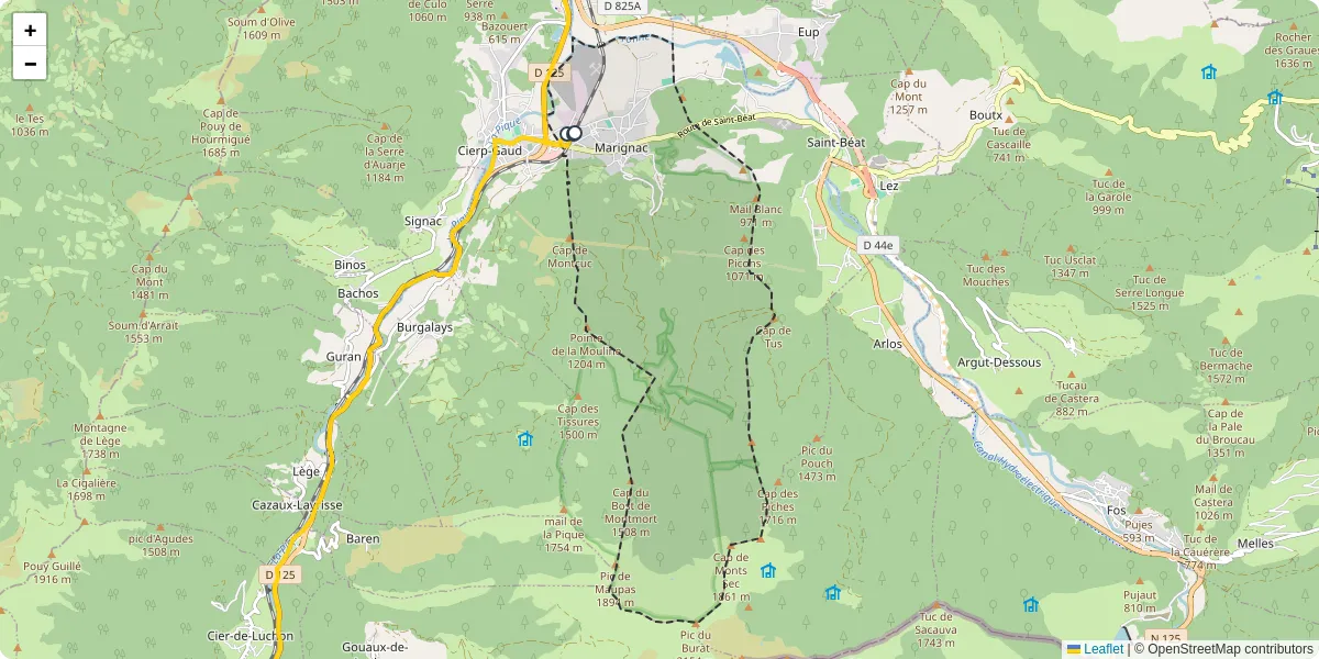 Carte du réseau de transport en commun à Marignac - lignes de bus et arrêts
