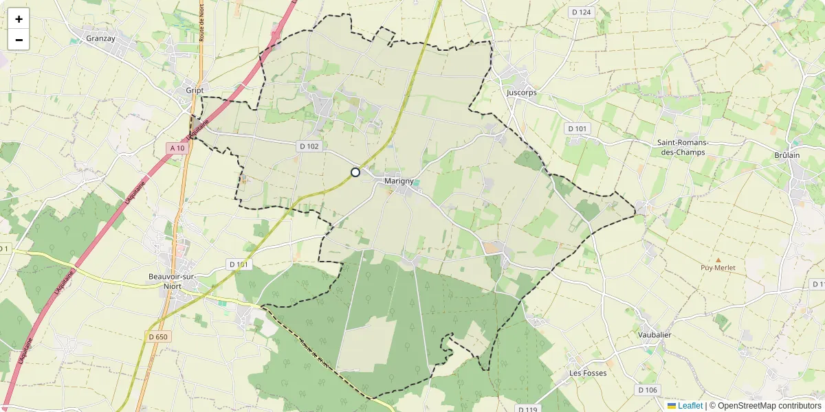 Carte du réseau de transport en commun à Marigny - lignes de bus et arrêts
