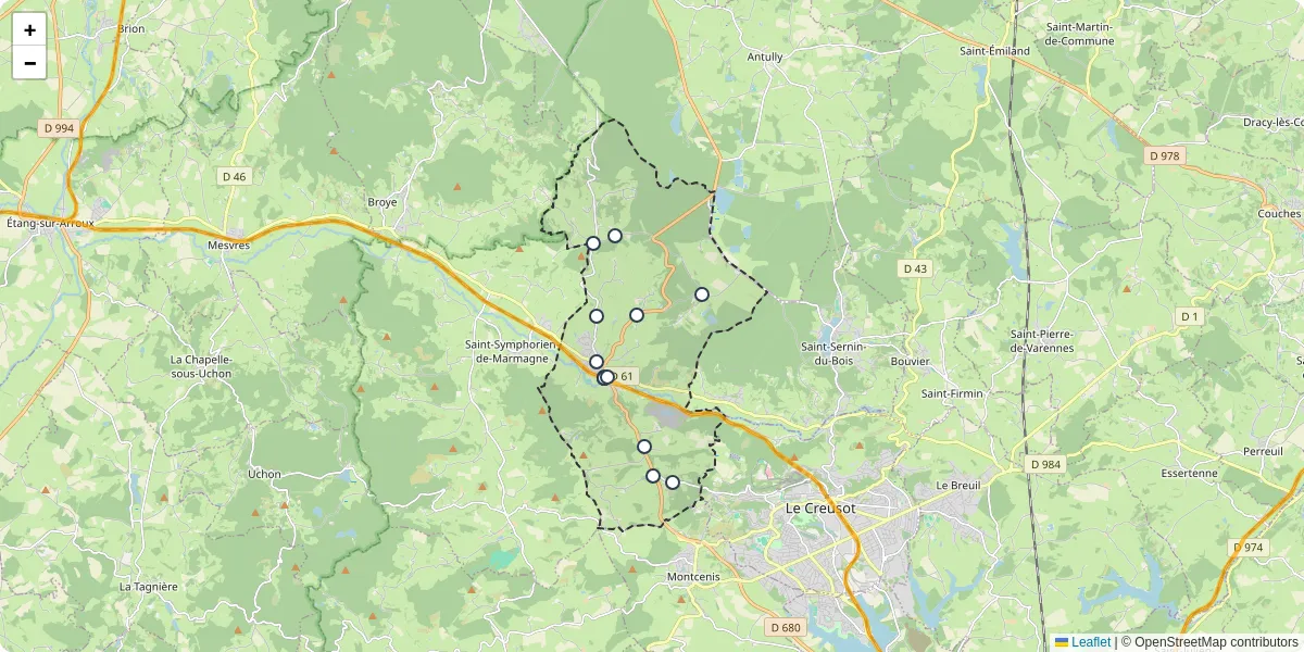 Carte du réseau de transport en commun à Marmagne - lignes de bus et arrêts