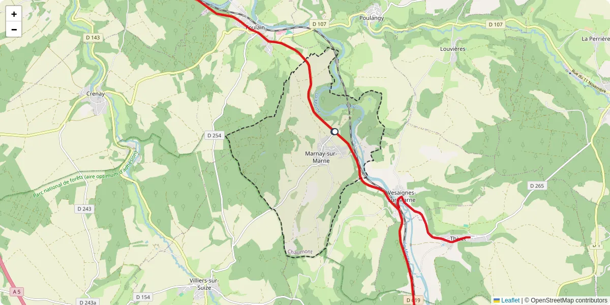 Carte du réseau de transport en commun à Marnay-sur-Marne - lignes de bus et arrêts