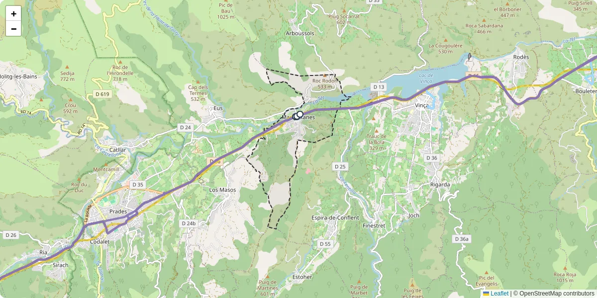 Carte du réseau de transport en commun à Marquixanes - lignes de bus et arrêts