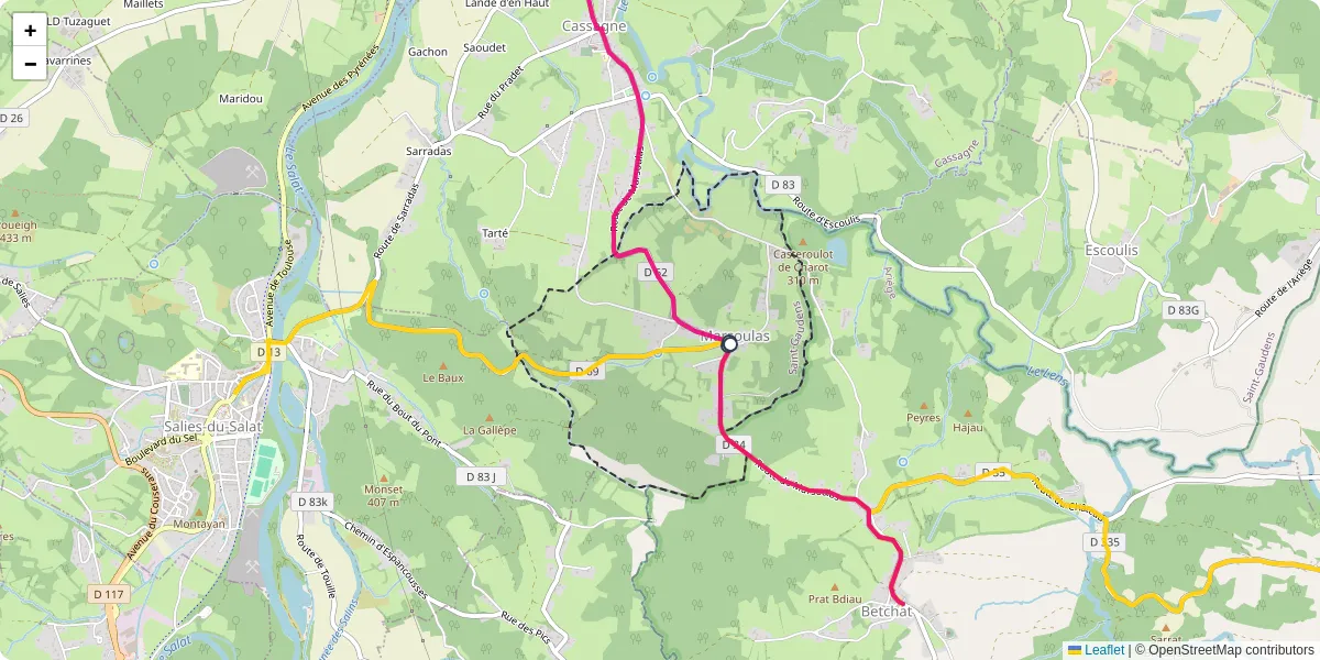 Carte du réseau de transport en commun à Marsoulas - lignes de bus et arrêts