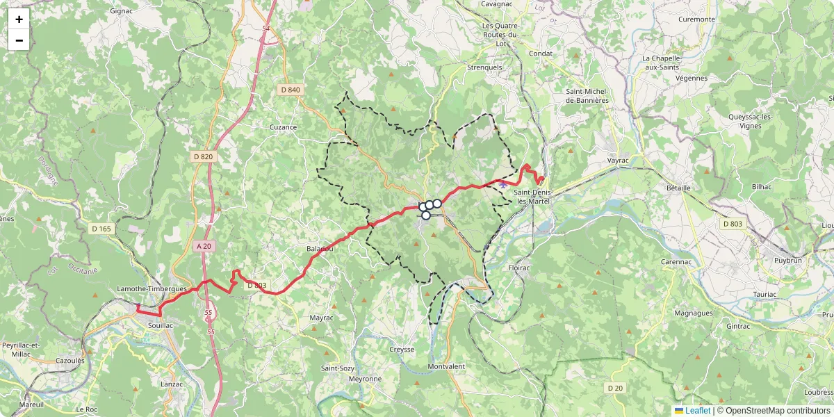 Carte du réseau de transport en commun à Martel - lignes de bus et arrêts