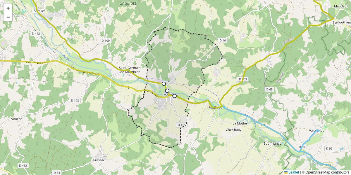 Carte du réseau de transport en commun à Marthon - lignes de bus et arrêts