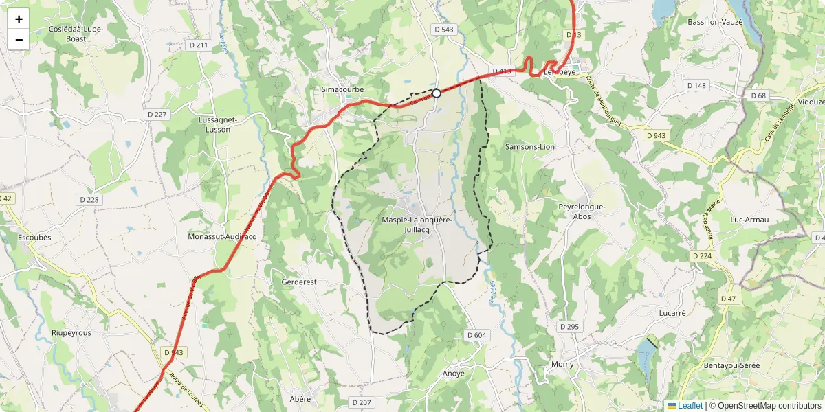Carte du réseau de transport en commun à Maspie-Lalonquère-Juillacq - lignes de bus et arrêts