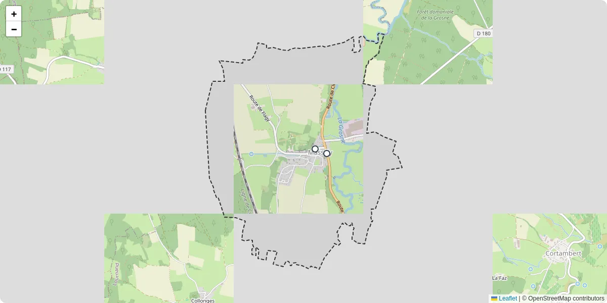 Carte du réseau de transport en commun à Massilly - lignes de bus et arrêts