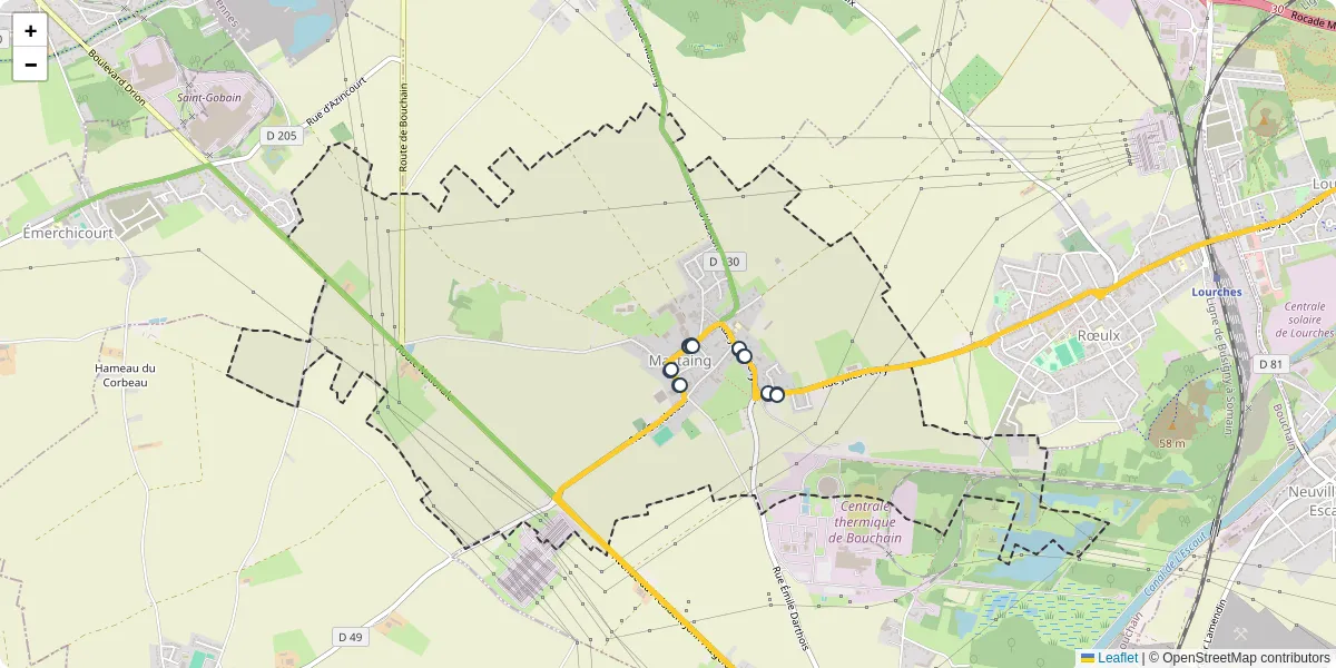 Carte du réseau de transport en commun à Mastaing - lignes de bus et arrêts