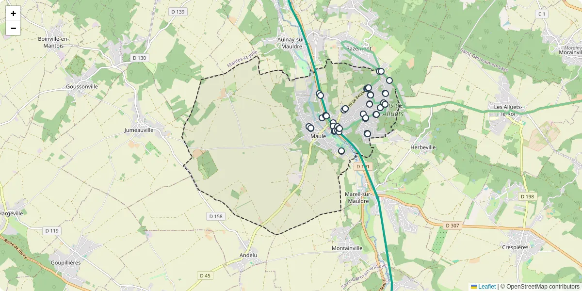 Carte du réseau de transport en commun à Maule - lignes de bus et arrêts