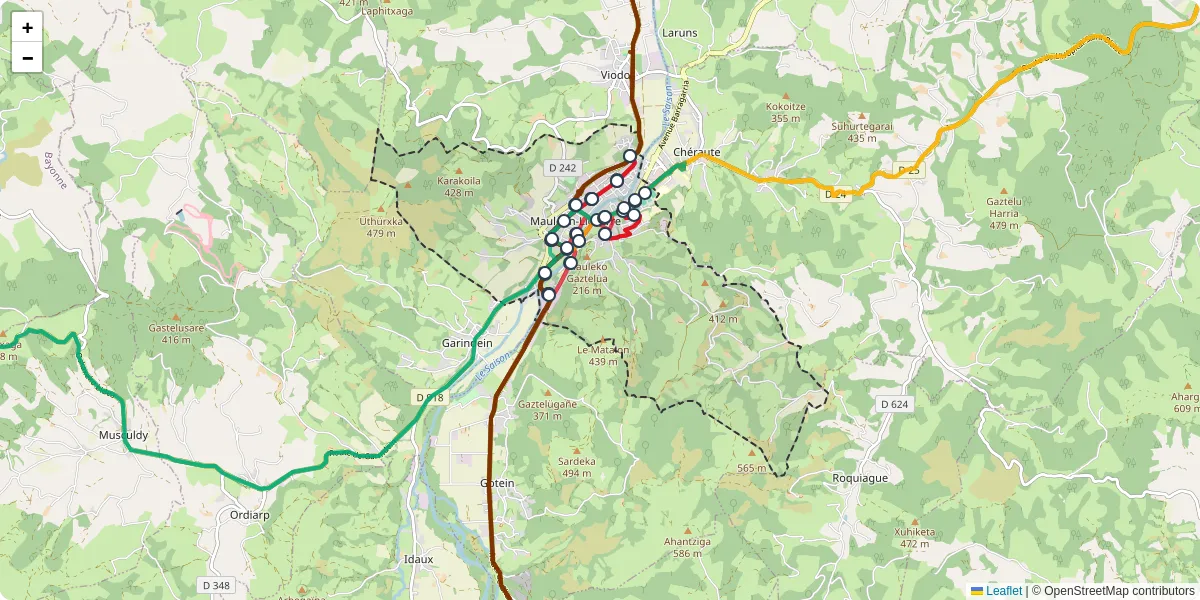 Carte du réseau de transport en commun à Mauléon-Licharre - lignes de bus et arrêts