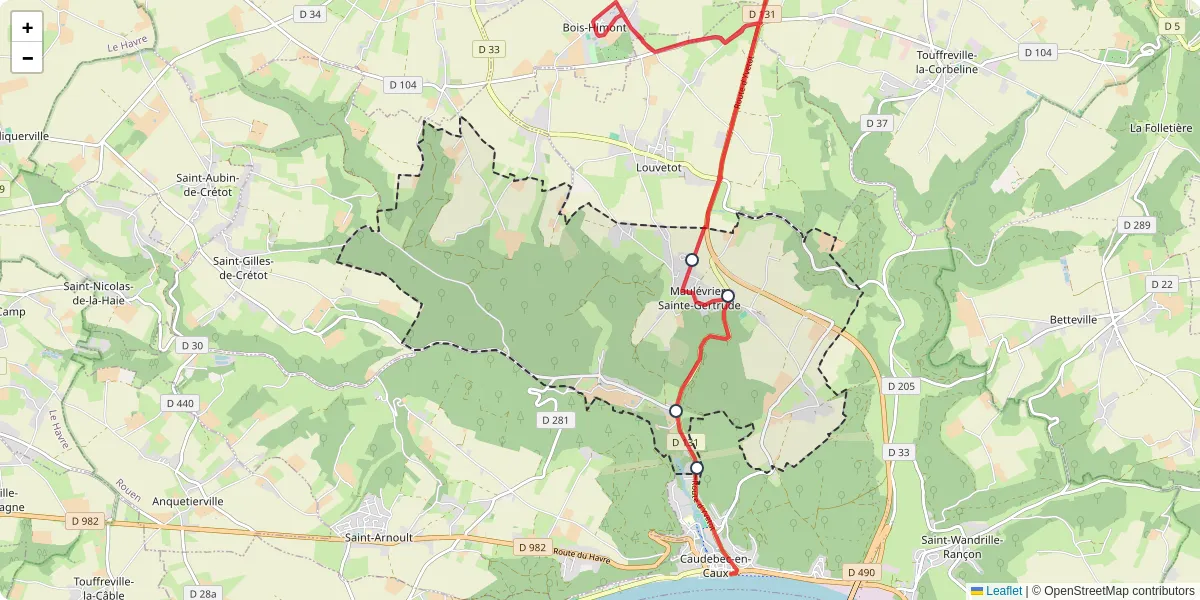Carte du réseau de transport en commun à Maulévrier-Sainte-Gertrude - lignes de bus et arrêts