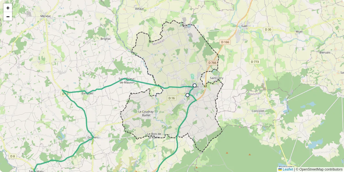 Carte du réseau de transport en commun à Mauron - lignes de bus et arrêts