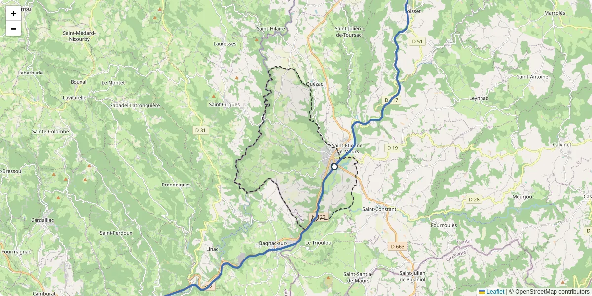 Carte du réseau de transport en commun à Maurs - lignes de bus et arrêts