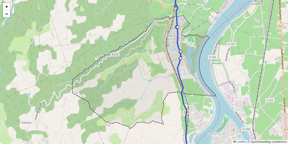 Carte du réseau de transport en commun à Mauves - lignes de bus et arrêts