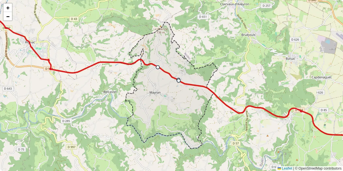 Carte du réseau de transport en commun à Mayran - lignes de bus et arrêts