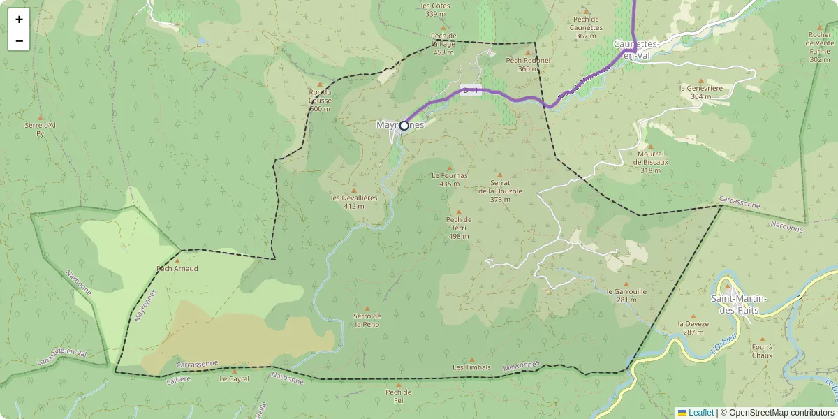 Carte du réseau de transport en commun à Mayronnes - lignes de bus et arrêts