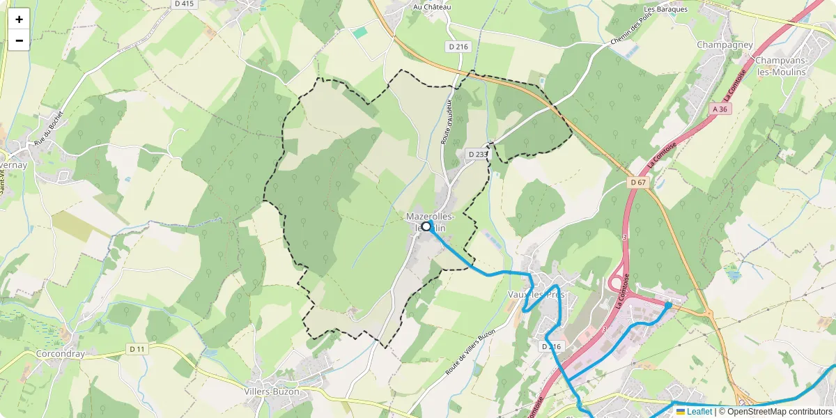 Carte du réseau de transport en commun à Mazerolles-le-Salin - lignes de bus et arrêts