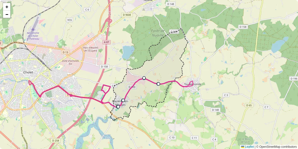 Carte du réseau de transport en commun à Mazières-en-Mauges - lignes de bus et arrêts