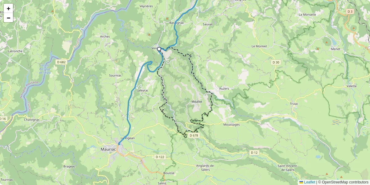 Carte du réseau de transport en commun à Méallet - lignes de bus et arrêts