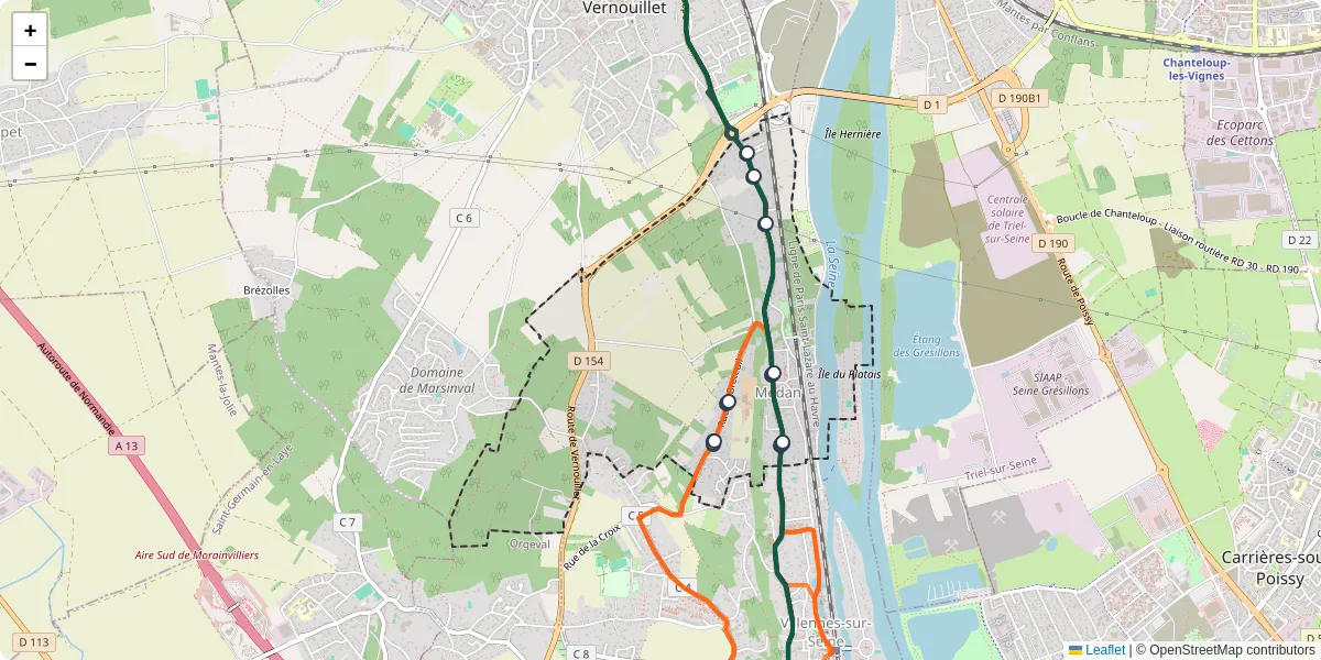 Carte du réseau de transport en commun à Médan - lignes de bus et arrêts
