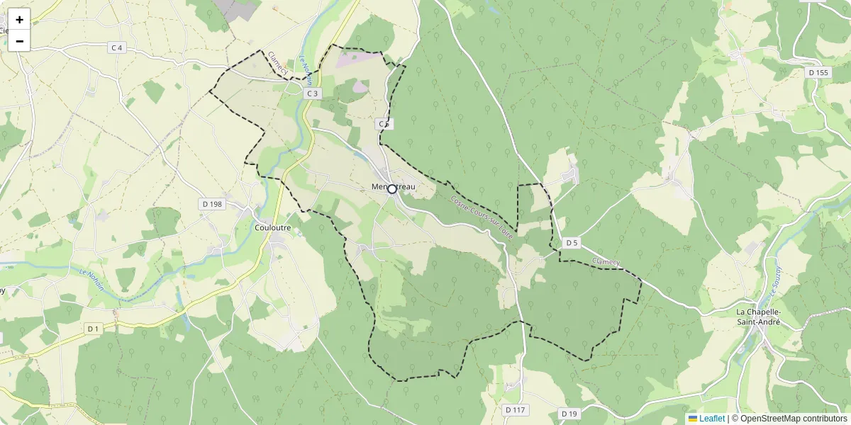 Carte du réseau de transport en commun à Menestreau - lignes de bus et arrêts