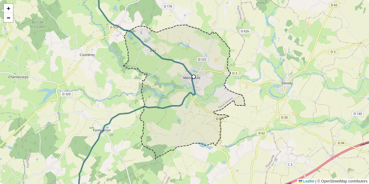 Carte du réseau de transport en commun à Ménigoute - lignes de bus et arrêts