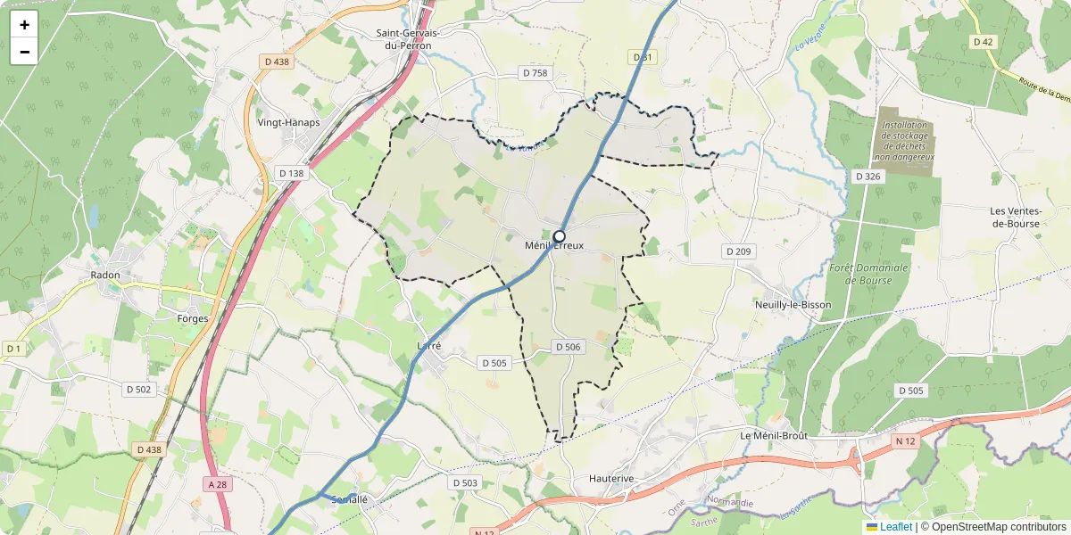 Carte du réseau de transport en commun à Ménil-Erreux - lignes de bus et arrêts